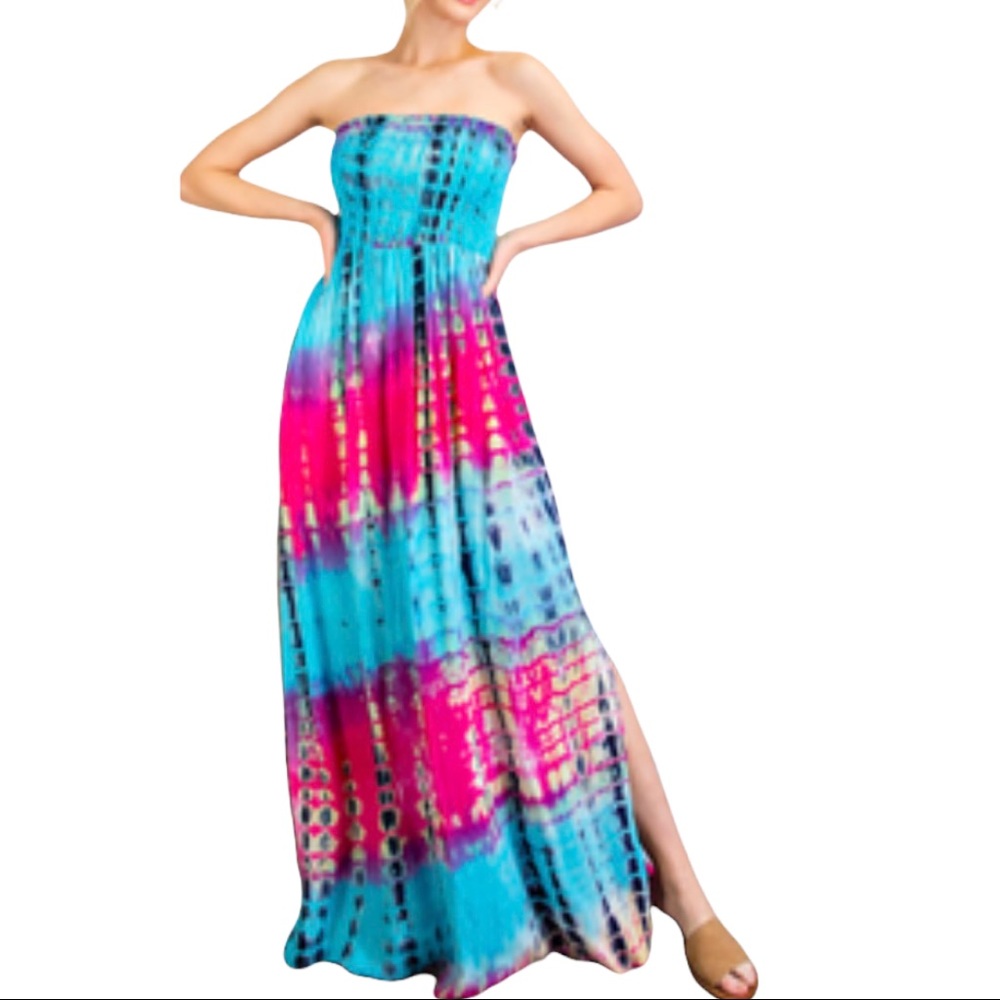NWOT Gorgeous Tie Dye Maxi with Side Slit
